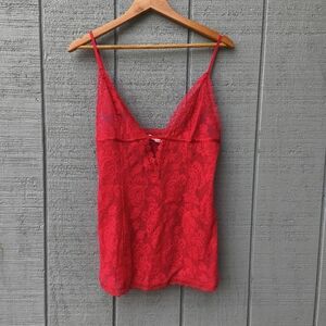 Victoria's Secret Stretch Lace Triangle Top Nightie sz M Red Lingerie Sexy Siren